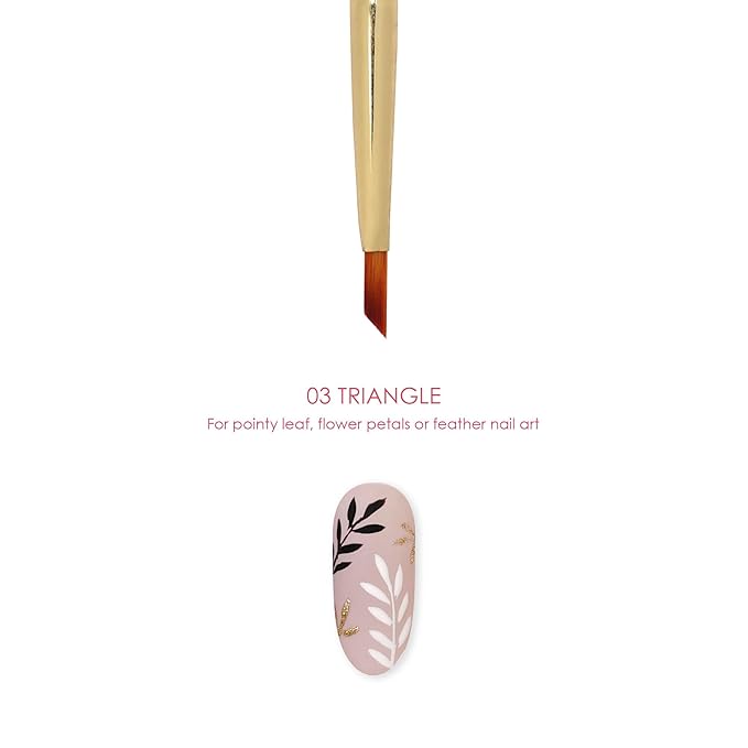 Daily Charme Nail Art Brush - 03 Triangle, Pyramid Shaped Angular Brush, For Creating Petal, Feather, or Leaf Nail Art, DIY Home/Professional