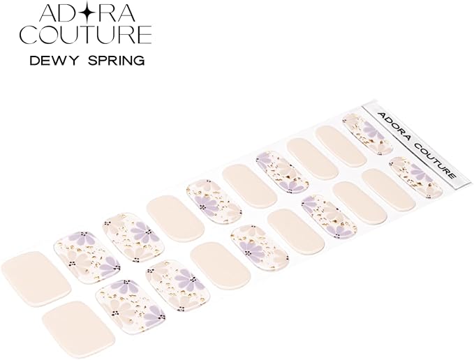 Semi-Cured Gel Nail Strips - 20 Salon-Quality Gel Sticker with UV Light Required, Long Lasting, Easy Application & Removal, Includes Prep Pad, Nail File, Wooden Stick (Beige Dewy)