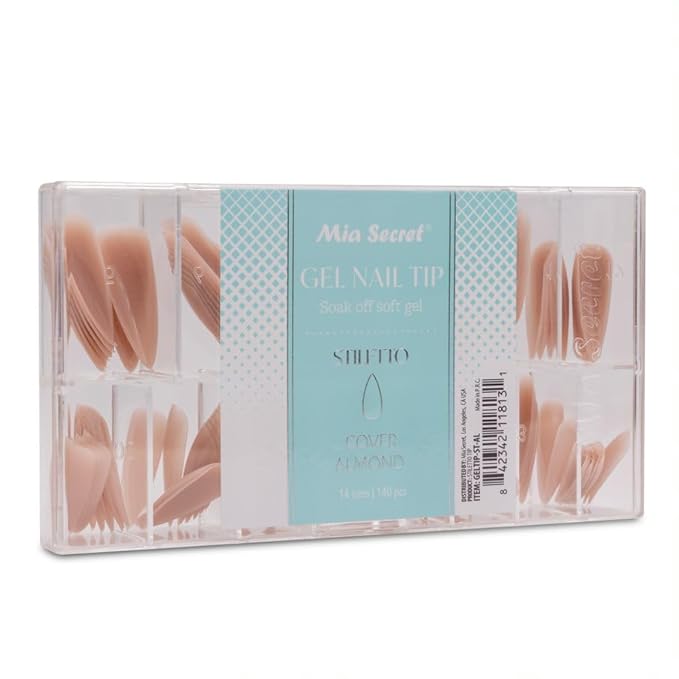 Mia Secret Soak off Soft Gel Nail Tip MADE IN USA for Salon and DIY (Cover Almond, Stilleto)