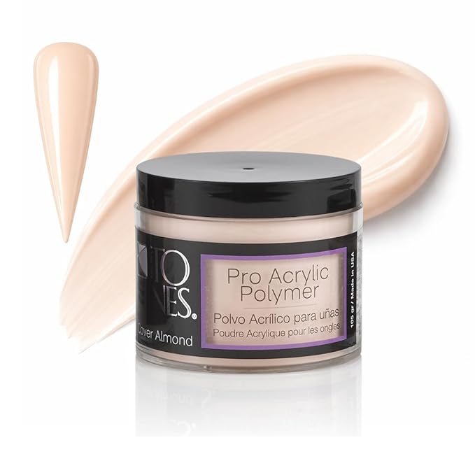 Tones Pro Acrylic Nail Powder, Cover Almond (Soft Nude Beige), (3.5 Fl Oz) - Long-Lasting & Non-Yellowing Polymer Acrylic Nail Powder for Salon & Home Quality Nail Carving Extensions & 3D Art