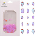 100pcs Colored Nail Crystals Rhinestones Star Leaf Rhombus Mix Shapes Glass 3D Nail Art Jewels Charm Supply