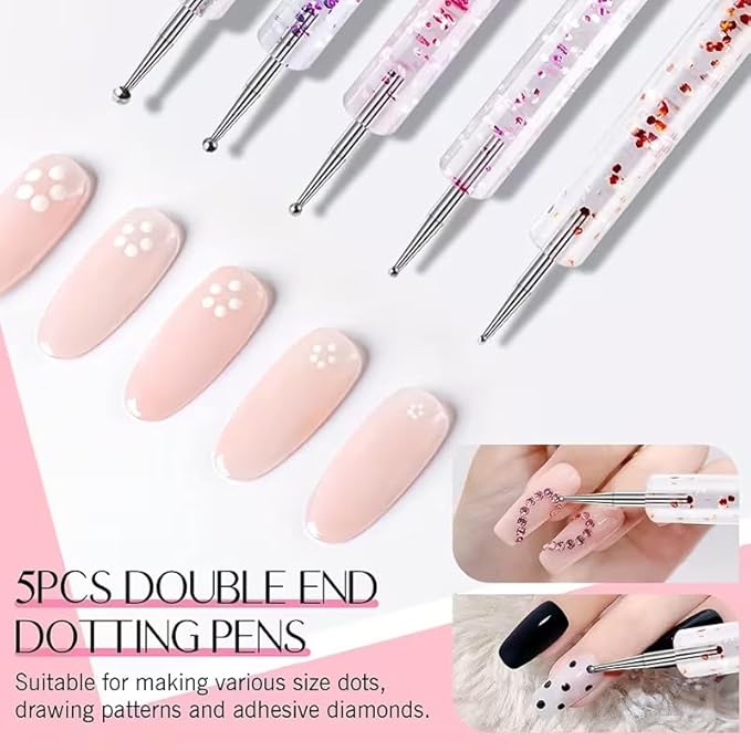31 Pcs Nail Art Brush Set, Nail Art Tool Set with Liner, Dotting, Fan & Flat Nail Brushes Drawing Pen for Acrylic, Gel Polish, DIY Manicure at Home & Salon Design Supply-Hot Pink