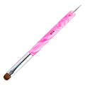 French Manicure Brush -2 Way Nail Art Brush with Dotting Manicure Tool for Manicure Cuticle Clean Up Nail Art Design- Professional Nail Salon Quality Brush, Nail Dotting Pen (Peach, 14#)