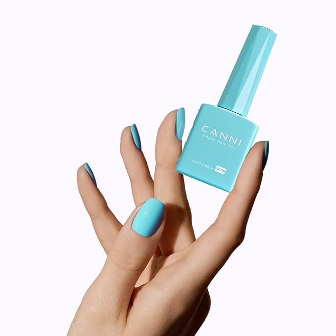 CANNI Pastel Blue Gel Nail Polish, 1Pcs Light Baby Blue Gel Polish Color High Gloss Soak Off U V French Nail Manicure Salon DIY