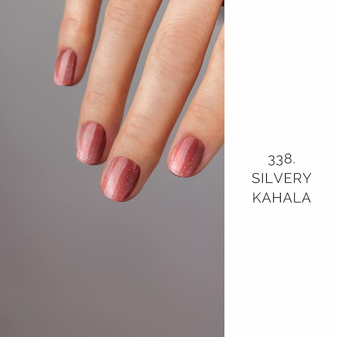 NAILOG Semi Cured Gel Nail Strips, 20Pcs Gradient Pink Lasting Gel Nail Stickers, Salon Quality Easy Apply & Remove Works with Any UV/LED Nail Lamps, Silvery Kahala