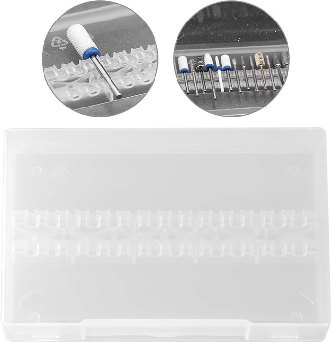 TOPINCN Nail Drill Bit Holder Stand, 14 Holes Display Organizer Case for Manicure Tools, Home and Salon Use
