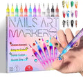 12 Colors Nail Art Pens Set, Fine Tip Nail Art Markers & Nail Polish Pens for DIY Nail Art, Manicure Design, Home & Salon Nail Kit Accessories