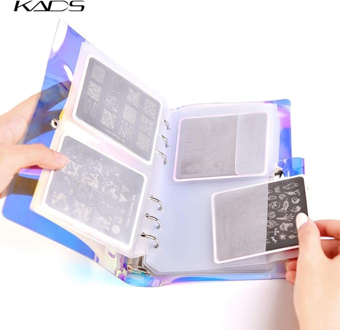 KADS 6 Nail Stamping Plates Set +1 Nail Template Organizer Case Nail Stamp Set Nail DIY Tool