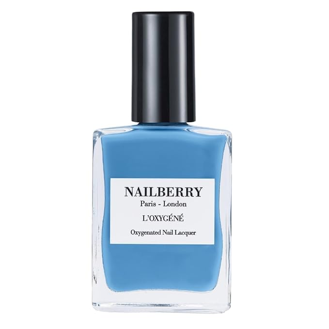 Nailberry L'Oxygéné Oxygenated Nail Lacquer | Mistral Breeze | Creamy Pastel Blue Opaque Polish | UV Protected Long-Wear Nail Polish | 12-Free | Vegan | Certified Halal | Cruelty & Gluten Free | 15 ml