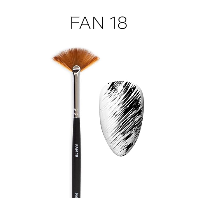 Pink Mask Fan Brush 18 - Large Manicure Brush for Blending, Ombre Effects, and Glitter Application