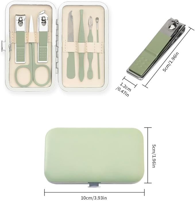 Nail Clippers Manicure Set Nail Tools Pedicure Supplies Fingernail Clippers for Women Easter Basket Stuffers Toenail Set Manicure Kit Fingernail Clipper 8 in 1 Pedicure Tools Green Leather Case