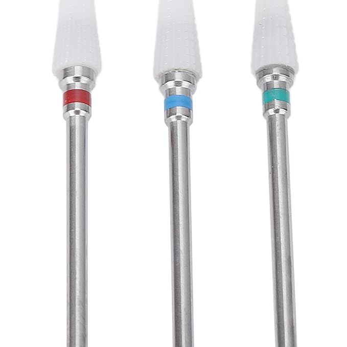 Nail Drill Bits Sets, 3pcs 3/32 Inch Conical Head Ceramic Nail Drill Bit Set Gel Removal Nail Polishing Grinding Bit Accessory Acrylic Nails Polish Cuticles for Home Salon Nail Manicure Pedicure