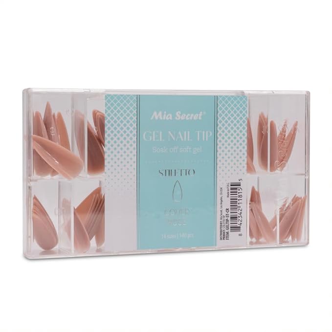 Mia Secret Soak off Soft Gel Nail Tip MADE IN USA for Salon and DIY (Cover Rose, Stilleto)