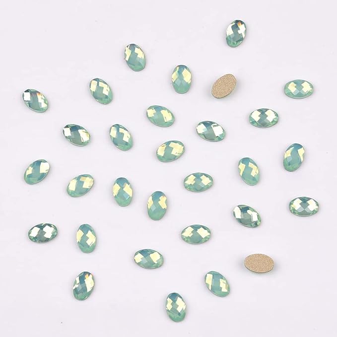 60pcs Mix Shapes Glass Rhinestones Flatback Green Opal Nail Gems 480pcs Round Beads 3D Decoration Crystals for Designs Acrylic Nails Crafts Bulk Pack