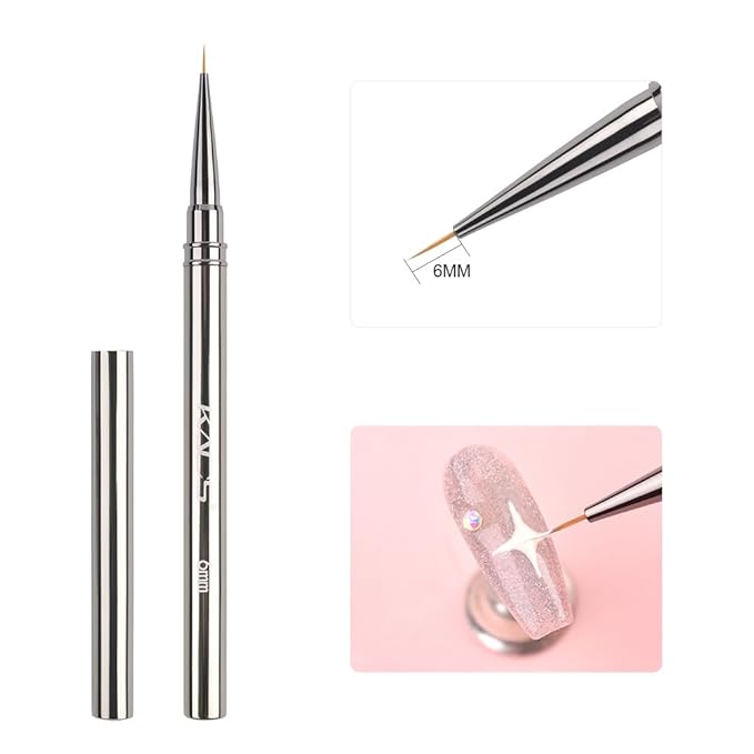 KADS Fine Liner Nail Brush Metal Handle Nail Painting Design Brush Drawing Pen 6mm 9mm 12mm 15mm 18mm (6mm)