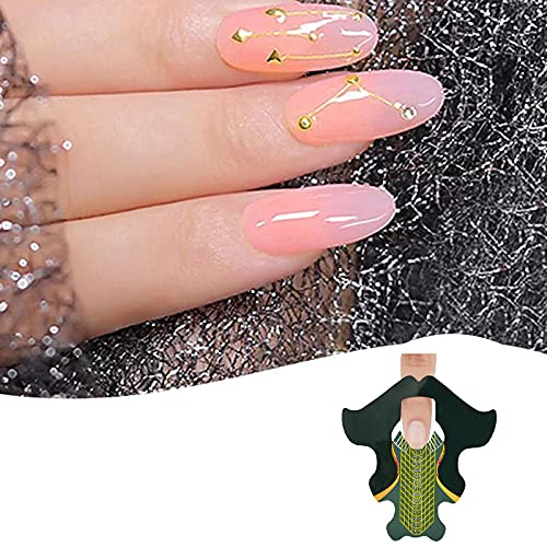 Tvoip 100Pcs/Pack Nail Form Stickers Extension Tips Guide Extension French DIY Tool Fish Acrylic UV Gel Nail Art Tools Builder Sticker Sculpting (Green)