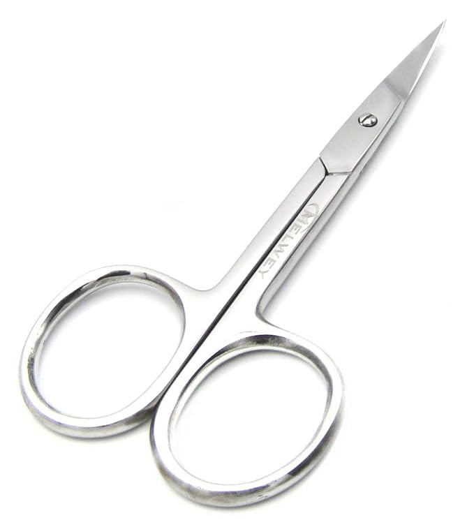 Eyebrow Scissors & Small Cuticle Scissors, 3.7 Inches – Curved Blade Manicure TSA Scissors, Stainless Steel for Eyelashes, Facial Hair, Pubic Hair, Men’s Moustache & Beard