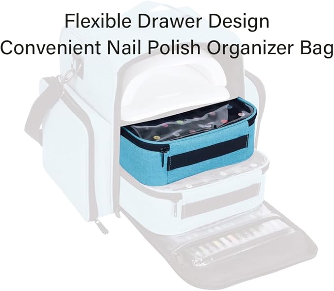 Small Clear Nail Polish Organizer Holds 30 bottles(15ml-0.5fl.oz) Nail Polish Case Multifunctional Nail Polish Bag organizer, Cosmetic Travel Makeup Cases for Women Green