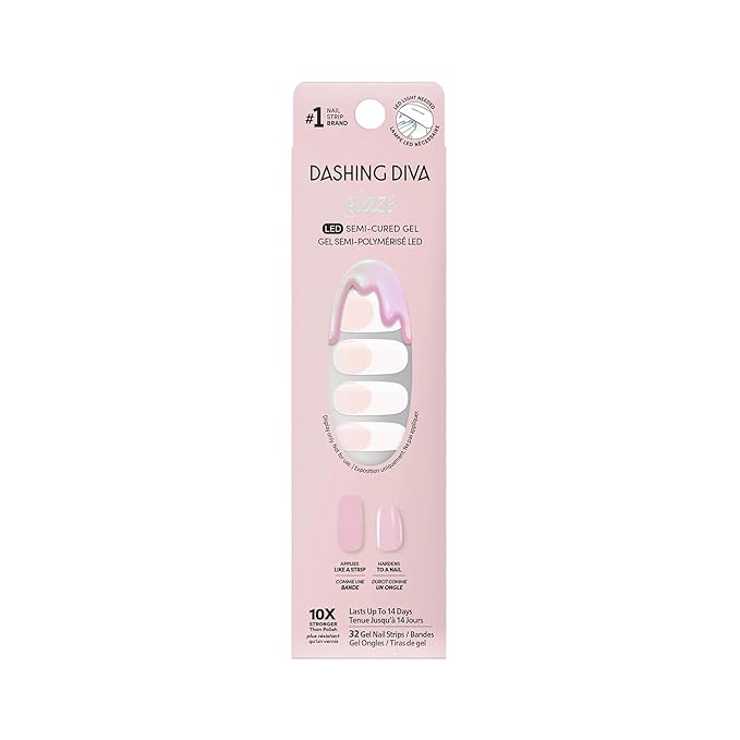Dashing Diva Glaze Effects Nail Strip Set - Pearly Whites - Long Lasting, Chip Resistant, Semi-Cured Gel Nails - 4-Piece Manicure Set with 32 Strips