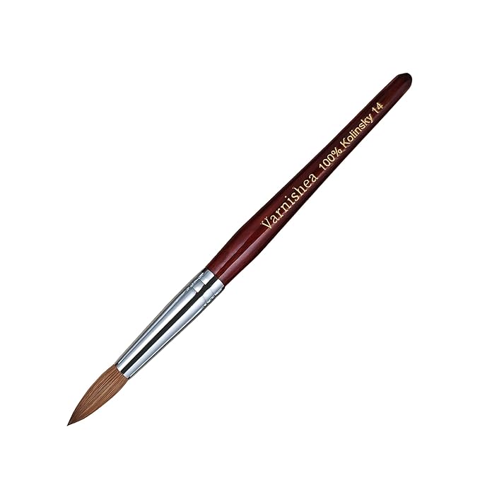 100% Pure Kolinsky Acrylic Nail Brush Solid Wood Handle Professional Manicure Brushes for Powder Nail Acrylic Application - Salon & DIY Nail Art Essentials - Size 14, 1.0 Count