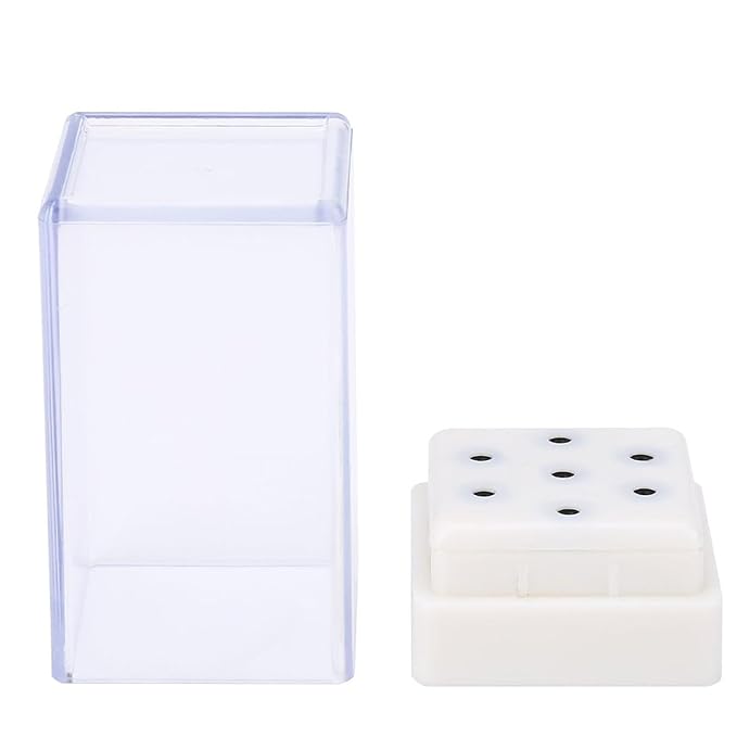 7 Holes Nail Drill Heads Bits Holder Organizer Box Container for Nail Grinding Heads Display