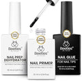 Beetles 9 In 1 Gel Nail Glue Nail Dehydrator and Primer, Professional Nails Prep Acid-Free Hema-Free Dehydrate Bond Primer for Press On Nails Tips Extension Gifts for Her