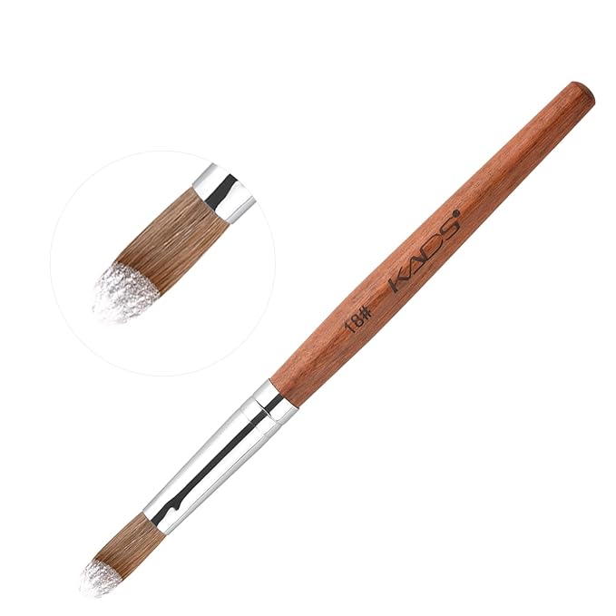 KADS Nail Acrylic Brush Kolinsky Nail Extension Brush Oval Crimped Shaped Sturdy Wooden Handle Acrylic Powder Nail Art Brush Professional Manicure Pedicure (18#)
