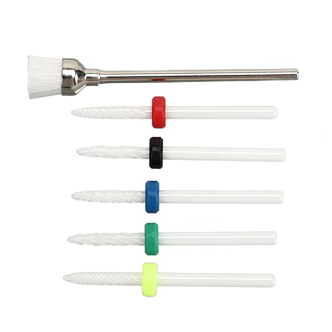 Cramic Bits for Nail Drill 6pcs Nail Drill Bit Set Professional Home Salon Ceramic Cuticle Remover Bits Acrylic Nail Art Tools for Manicure Pedicure Home Salon