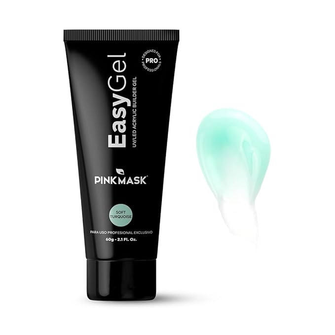 PINK MASK Easy Gel 2oz 60g- Soft Turquoise, Professional Builder Enhancement Gel-Quick Nail Extension for Beginner DIY, Nail Strengthener-Long Lasting-Salon Quality-Thickening Solution