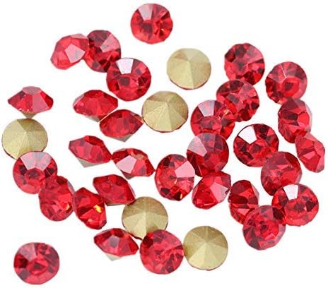 1440pcs Rhinestones Round Point Back Crystal Gem Glass Diamante Rhinestones Nail Art Decoration Jewelry Finding Beads Craft Gems (Red, 3mm)