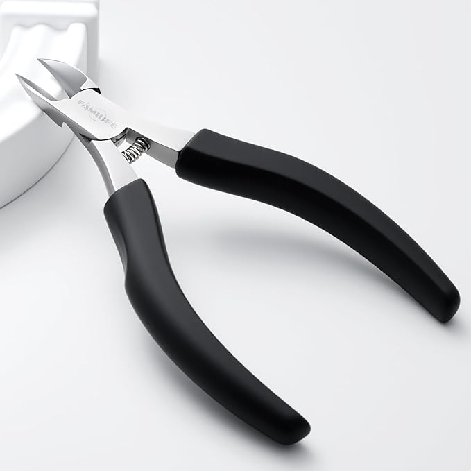 FAMILIFE Toe Nail Clippers for Thick Toenails, Professional Stainless Steel Ingrown Toenail Clippers, Sharp Durable Blades Pedicure Tools with Non-Slip Plastic Handle for Salon & Home Use
