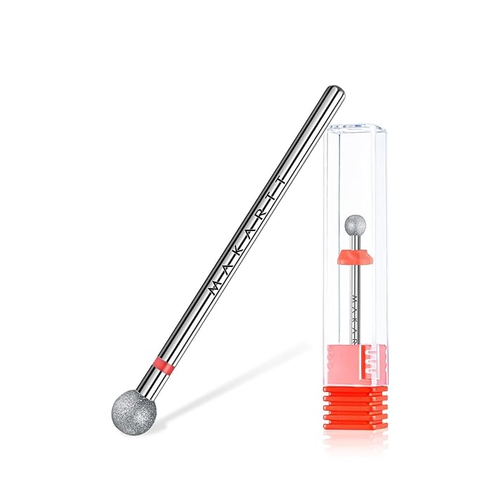 Makartt Nail Drill Bit - Ball Shape Cuticle Clean 3/32'', Safety Carbide Diamond Professional Nail Bit Nail Cleaner for Dead Skin Nail Prepare Two Way Rotate Manicure Nail Salon Supplies (Fine - F)