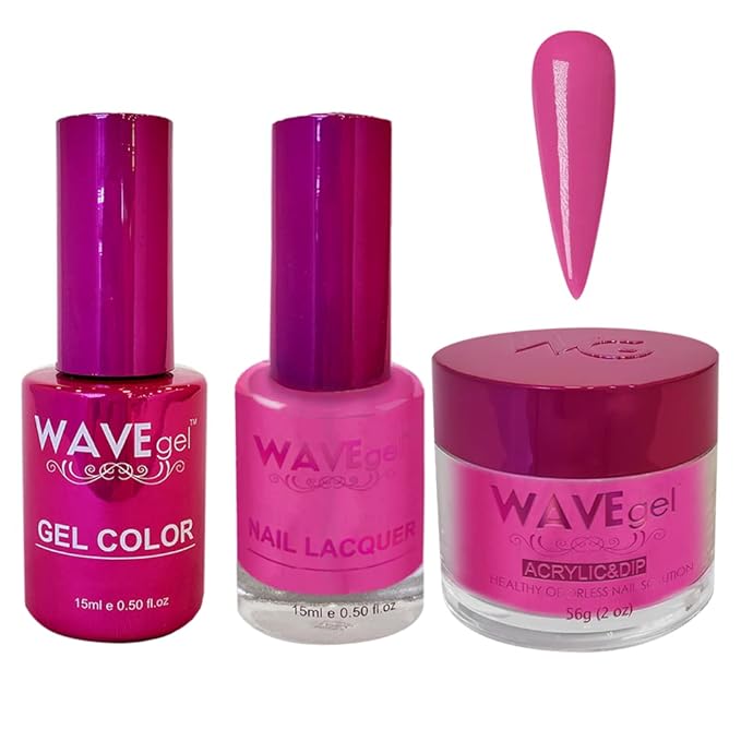 WAVEGEL Soak-Off Gel, Nail Lacquer & Acrylic/Dip Powder Matching Set - Princess Collection - #86 Magneta Taffy