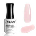 RARJSM Nude Sheer Milky Pale Pink Fiber Glass Rubber Base Gel Nail Polish for Repair Broken Nails StrengthenerGel Base Coat Transparent Brush on Building Gel in a Bottle Soak Off Curing Requires 15ml