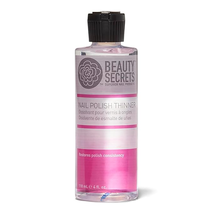 Beauty Secrets Nail Polish Thinner, 4 Fl Oz (Pack of 1), Thins Nail Polish for Even Flow