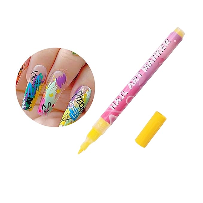 12 Colors Nail Art Pens Set, Fine Tip Nail Art Markers For 3D Drawing, Quick Dry Nail Polish Pens Kit For Women Girls DIY Manicure Nail Art Tools (0.7 mm)