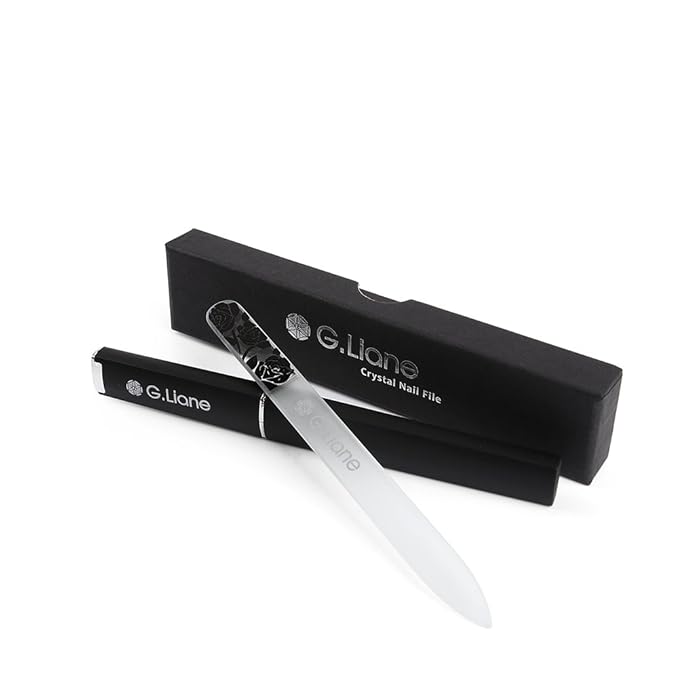 Premium Glass Nail File with Case Professional Crystal Fingernail Files Perfect Manicure Set for Women Men Kids Nail Care Gift Set(Rose Black)