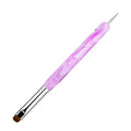 French Manicure Brush, Esclane 2 Way French Nail Brush with Dotting Tool for Manicure Cuticle Clean Up Nail Art Design, French Tip Brush(Purple, #12)