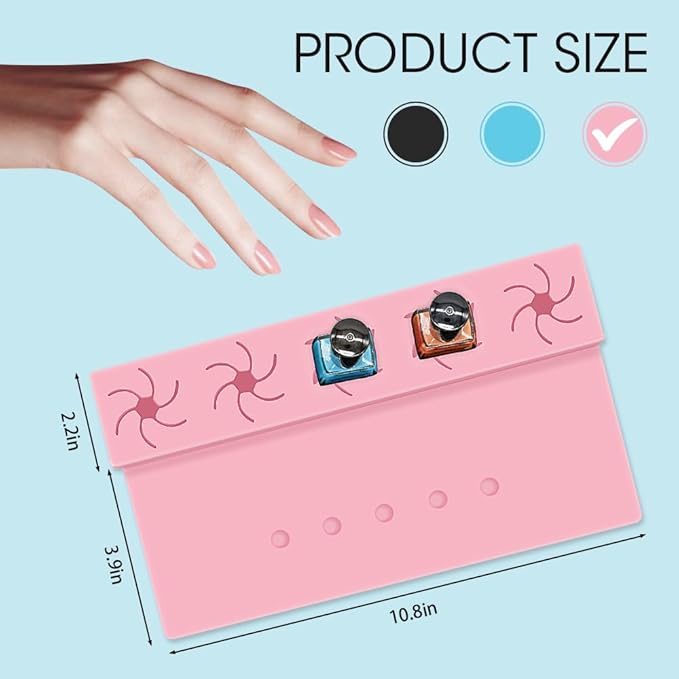 Nail Polish Holder,Silicone Hand Rest Mat Fingernail Painting Tools 2 in 1 Art Accessories Organizer Case Set with Anti-Spill Bottle Stand and Finger Separators for Pedicure Manicure(Pink)