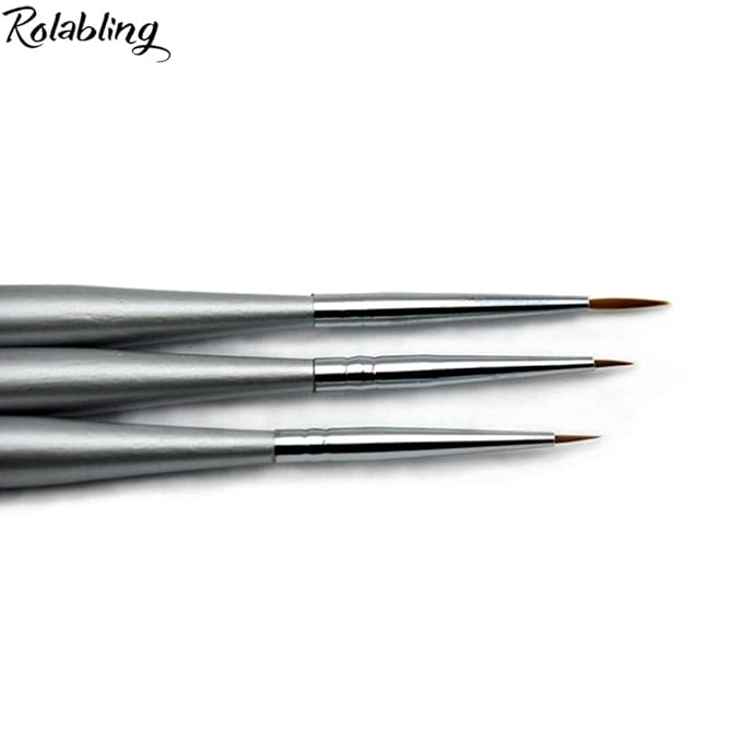 3PCS/SET Professional Acrylic Nail Art Brush Set for UV Gel Nail Art Tips Drawing Brush Pen Nail Art Tools (Size3-4)