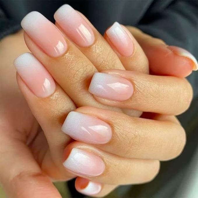 Semi Cured Gel Nail Strips 20 Pcs Gradient Pink Gel Nail Wraps, Stickers, UV Light Required Nail Art Design Decoration Accessories
