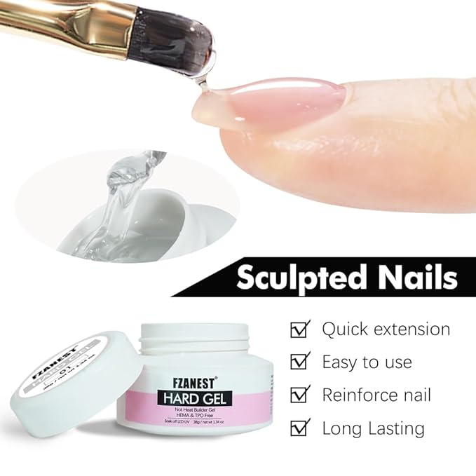 FZANEST Builder Gel Hema-free Tpo-Free Clear Hard Gel For Nails Extension Sculpting Overlay UV Led Soak Off #01