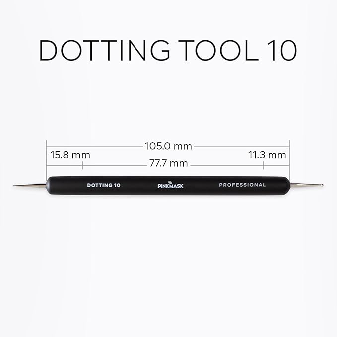 Pink Mask Dotting Tool 10- Essential Metal-Tipped Tool for Nail Art Designs (18 x 0,5 x 0,5 cm)