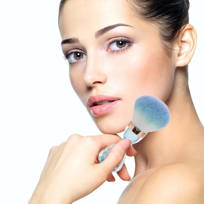 FRCOLOR 2Pcs Nail Dust Brush Acrylic Nail Art Dust Powder Brush Makeup Blush Brush Clean Up Tools Nail Art Brush Sky-blue