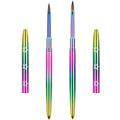 2Pcs Kolinsky Acrylic Nail Brush Set Rainbow Handle 3D Nail Art Brushes Size 2 & 4