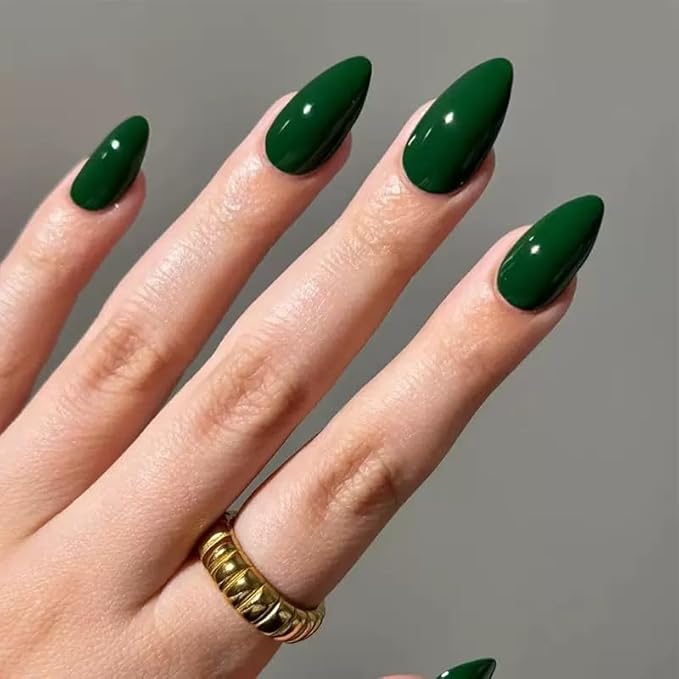 6 Packs (144 Pcs) Press on Nails Medium Almond Fake Nails Solid Color False Nails with Designs Cat Eye Glue on Nails Full Cover Glossy Shiny Glitter Acrylic Stick on Nail for Women Manicure