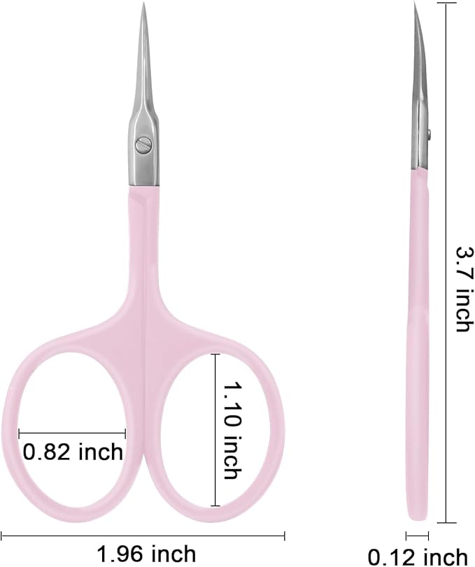 CGBE Manicure Scissors, Extra Fine Eyebrow Scissors for Grooming, Curved Blade Nail Scissors Precise Pointed Tip Grooming Kit for Eyebrow, Eyelash, Trim Nail and Dry Skin, Pink