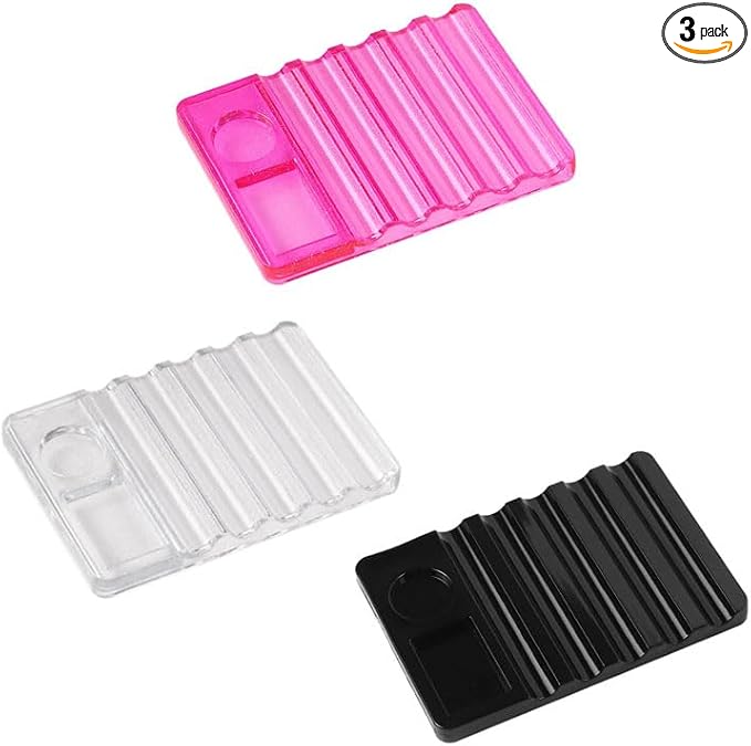 3 Pack Nail Brush Holder Base Stand Transparent Portable Mini Rest with Charms Container for Nail Art Brushes Drawing Pencil Painting Pen Liner Rhinestone Gems DIY Manicure