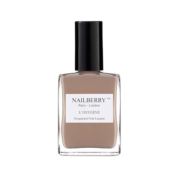Nailberry L'Oxygéné Oxygenated Nail Lacquer | Honesty | Dark Beige Opaque Nail Polish | UV Protected Long-Wear Nail Polish | 12-Free | Vegan | Certified Halal | Cruelty & Gluten Free | 15 ml