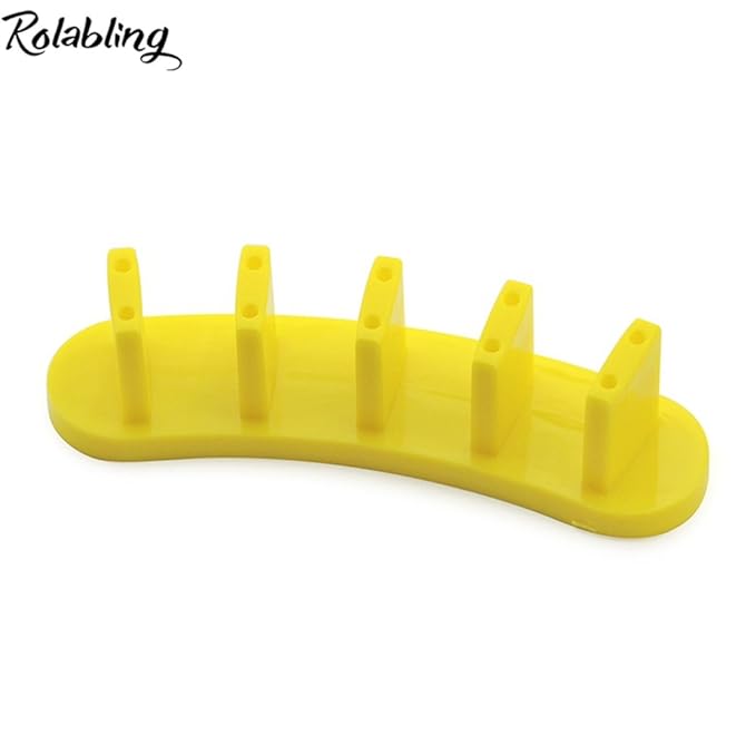 3pcs False Nail Art Tips Practice Display Stand Tool with 10 pcs False Nail Tips for Gel Nail Polish DIY Nail Training Tools (Yellow)